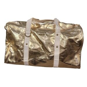Versace Parfums Gold 14" Duffle Bag Soft Case Faux Leather Women Travel Carry On